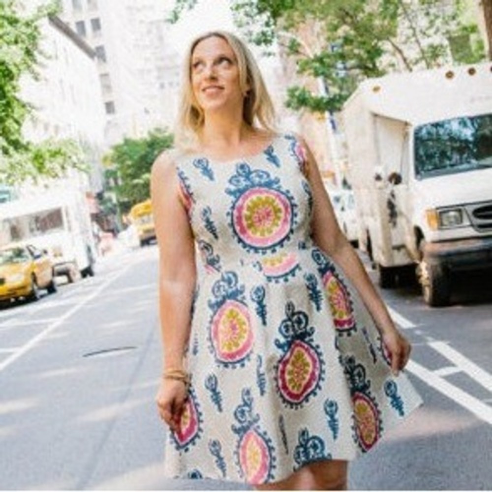 Shop Meg Ikat Medallion Fit & Flare Dress Women XL Multicolor Pockets Sleeveless